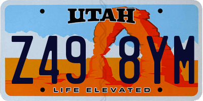 UT license plate Z498YM