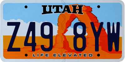 UT license plate Z498YW