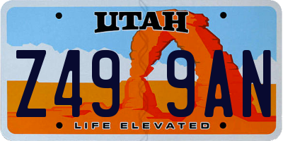UT license plate Z499AN