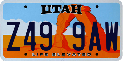 UT license plate Z499AW