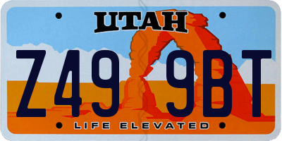 UT license plate Z499BT