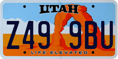 UT license plate Z499BU