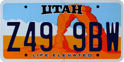 UT license plate Z499BW