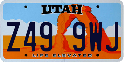 UT license plate Z499WJ