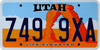 UT license plate Z499XA
