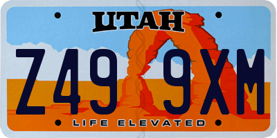 UT license plate Z499XM