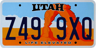 UT license plate Z499XQ