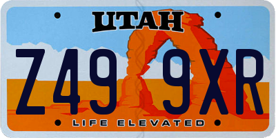UT license plate Z499XR