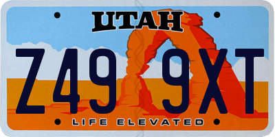 UT license plate Z499XT