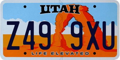 UT license plate Z499XU