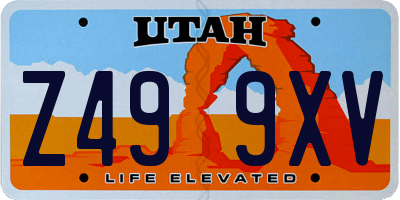 UT license plate Z499XV