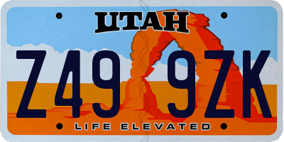UT license plate Z499ZK
