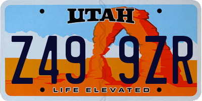 UT license plate Z499ZR