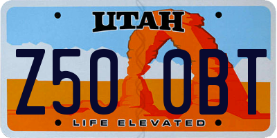 UT license plate Z500BT