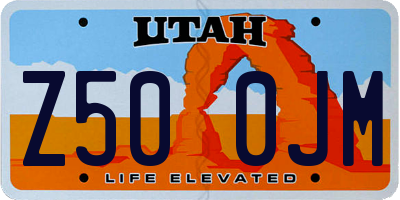 UT license plate Z500JM