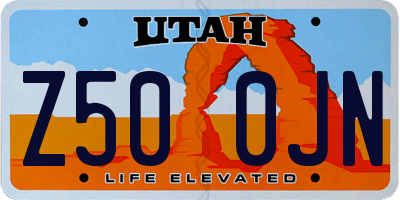 UT license plate Z500JN