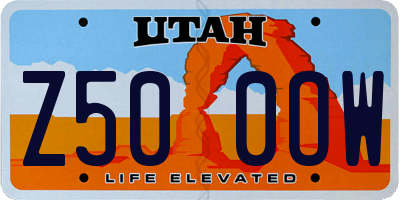 UT license plate Z500OW