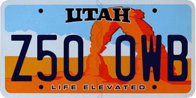 UT license plate Z500WB