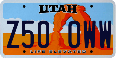 UT license plate Z500WW