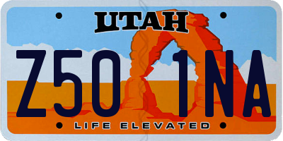 UT license plate Z501NA