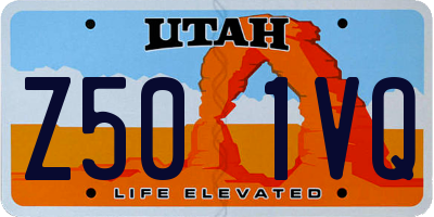 UT license plate Z501VQ