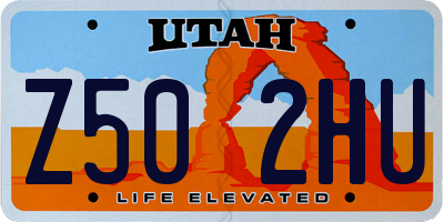 UT license plate Z502HU