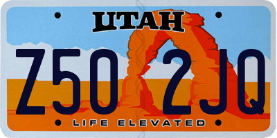 UT license plate Z502JQ