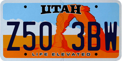 UT license plate Z503BW