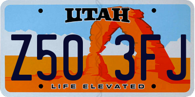 UT license plate Z503FJ