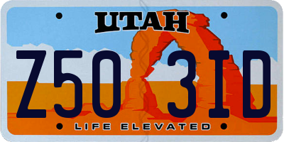 UT license plate Z503ID