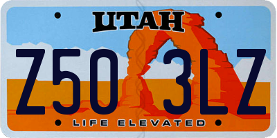 UT license plate Z503LZ