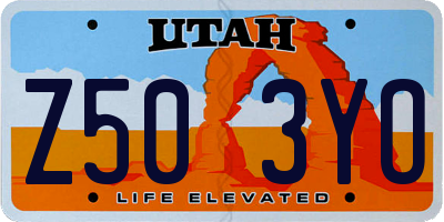 UT license plate Z503YO