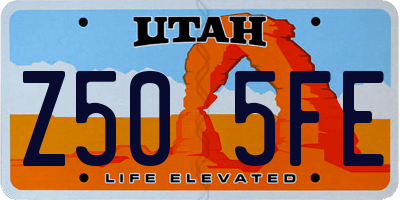UT license plate Z505FE