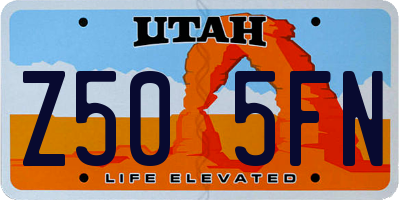 UT license plate Z505FN