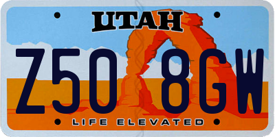 UT license plate Z508GW