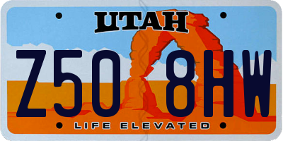 UT license plate Z508HW