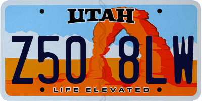 UT license plate Z508LW