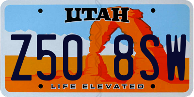 UT license plate Z508SW