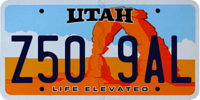 UT license plate Z509AL
