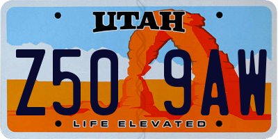 UT license plate Z509AW