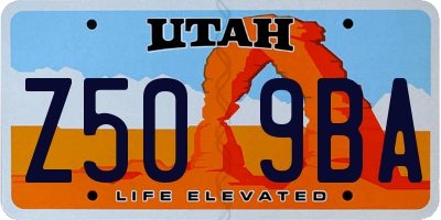 UT license plate Z509BA