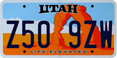 UT license plate Z509ZW