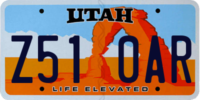 UT license plate Z510AR