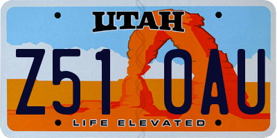 UT license plate Z510AU
