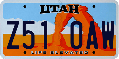 UT license plate Z510AW