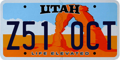 UT license plate Z510CT