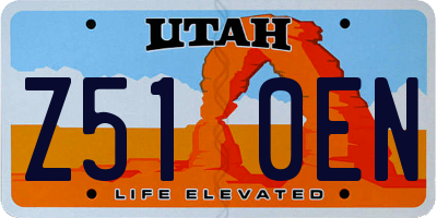 UT license plate Z510EN