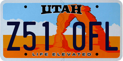 UT license plate Z510FL