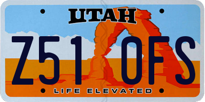UT license plate Z510FS