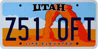 UT license plate Z510FT